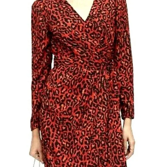 Banana Republic | Dresses | Banana Republic Red And Black Leopard Print  Dress Womens Size 4 | Poshmark